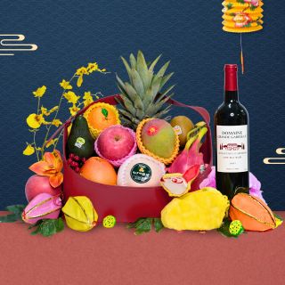 Sweet Deluxe Mid-Autumn Fruit Hamper with Wine or Champagne