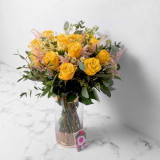Yellow Roses with Vase