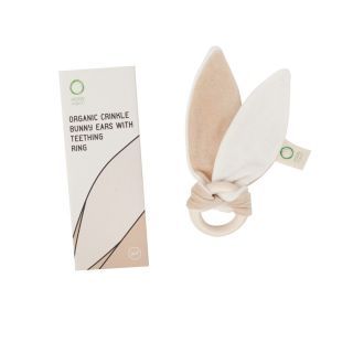 Wooly Organic Crinkle Bunny Ears with Teething Ring