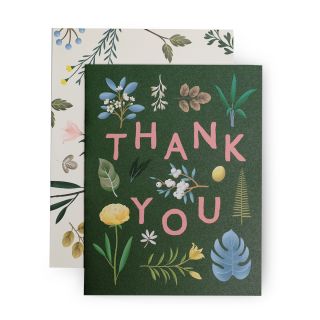 Assorted Botanical Thank You Card - Green