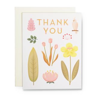 Parrot Botanical Thank You Card - Cream