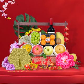 Lunar New Year Hampers-Moonlight Japanese/Korean Fruit Hamper with Shangri-La CNY Pudding