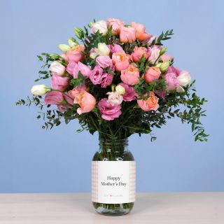 'Happy Mother’s Day!' Jar with Seasonal Flowers (Large)