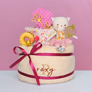 Personalized Little Kitty Diaper Cake