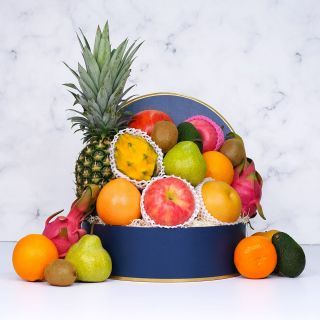 Fresh Fruits gift box with apple, kiwi, and dragon fruits