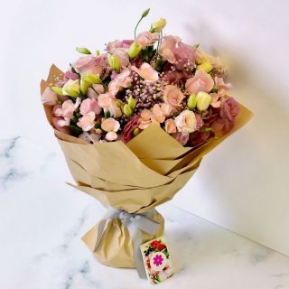 Pink Roses & Eustoma Flower Bouquet