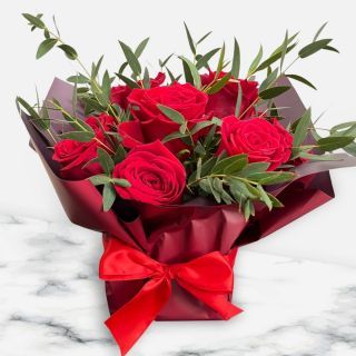 Blooming Red Roses in Flower Box for Valentine's Day