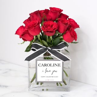 Personalised ‘I Love You’ luxury rose flower vase – Valentine’s Day romantic gift in Hong Kong