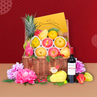 Classic Mid Autumn Fruit Hamper with Kee Wah Mooncake & Wine or Champagne