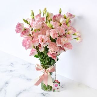 Pink eustoma with vase