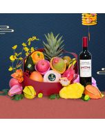 Sweet Deluxe Mid-Autumn Fruit Hamper with Wine or Champagne