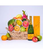 Traditional Fruit Basket with Wine Or Champagne