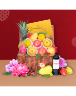 Classic Mid Autumn Fruit Hamper with Kee Wah Mooncake & Wine or Champagne