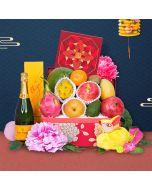 Mid-Autumn Hampers-Gold Blossom Fruit Hamper With Peninsula Mooncake & Wine or Champagne